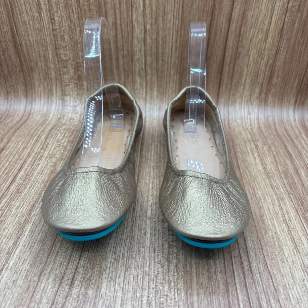 Tieks Ballet Flats Metallic‎ Gold Women Size 6 Metallic Leather Foldable Shoes